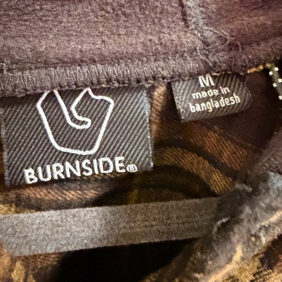 Burnside Brown Plaid Hooded Flannel Shirt – Men’s Medium - Picture 3 of 8